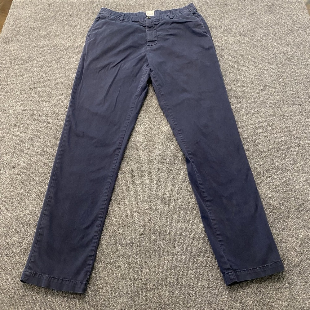Bearbottom Chino Pants Mens Large Stretch Fabric Faded Navy Blue Elastic Waist